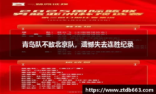 青岛队不敌北京队，遗憾失去连胜纪录